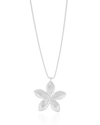 Gargantilha Veneziana Flor 2.0 cm Ródio Branco - 45 cm