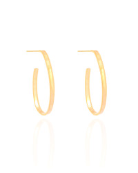 Brinco Argola Coração Reto Liso 3.4 cm Banhado a Ouro 18K