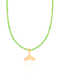 Choker Miçanga Verde Baleia Banhado a Ouro 18K - 32 + 8 cm